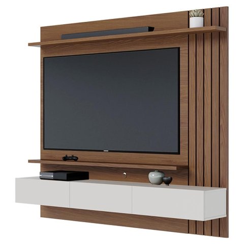 Painel Suspenso Tv 70 Pol 180 Cm Juriti Amendoa Off White Matte Colibri