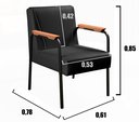 Ver imagem 3 de Kit 2 Poltrona Jade Braço Metal Cadeira Decorativa Recepção Sala Escritório - Corino Preto