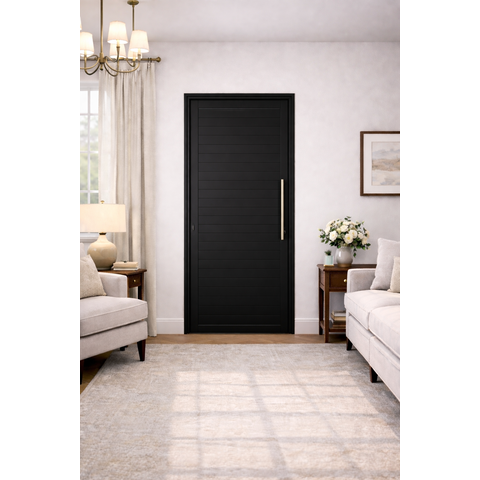 Porta Pivotante Alumínio Preto com Puxador 210x120 Lado Esquerdo