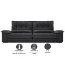 Ver imagem 4 de Sofá Bergamo 2,10m Retrátil e Reclinável Linho Soft Grafite - Netsofas