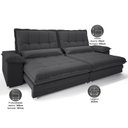 Ver imagem 3 de Sofá Bergamo 2,10m Retrátil e Reclinável Linho Soft Grafite - Netsofas