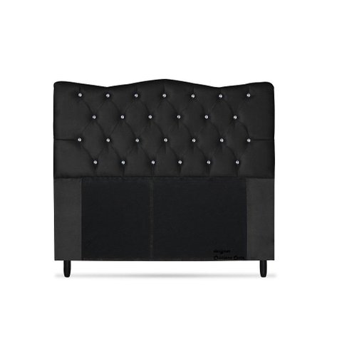 Cabeceira Dunas Solteiro 100cm com Strass Suede: Preto