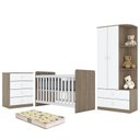 Ver imagem 1 de Dormitório Infantil Labirinto com Guarda Roupa, Cômoda, Berço Rústico/Branco e Colchão - Móveis Henn