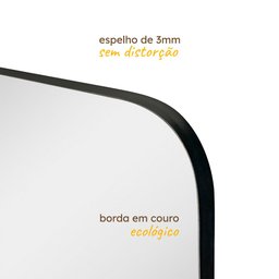 Espelho do Pinterest Corpo Inteiro de Chão Borda em Couro 3cm Grande 60x110cm - Mod. Tetris Preto - 6