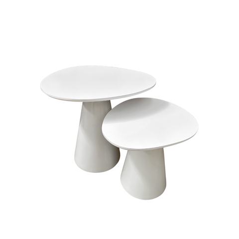 Conjunto de Mesas Laterais Cone Organica 51cm e 41cm Branca