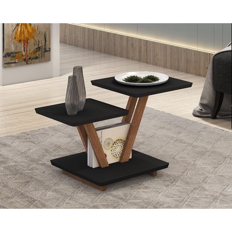Mesa de Centro Laguna 2 Andares Decorativa Moderna - Preto