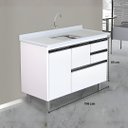 Ver imagem 4 de Gabinete de Cozinha Gavetas e Portas Armário 114cm Multiuso: Branco