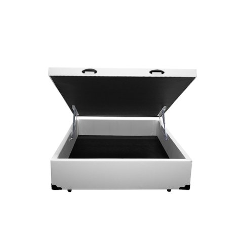 Base Box Baú Viúva Blindado NK Camas Sintético Branco 49x128x188