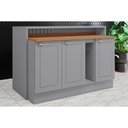 Ver imagem 1 de Bancada Ilha Cozinha Gourmet Americana C/ 3 Portas 145cm Cinza - Henn