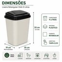 Ver imagem 7 de Lixeira Luxo Duo Color 9 Litros Preta Branca Cozinha Banheiro Cesto Lixo Retangular 9L Tampa Click R