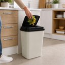 Ver mais imagens de Lixeira Luxo Duo Color 9 Litros Preta Branca Cozinha Banheiro Cesto Lixo Retangular 9L Tampa Click R