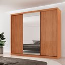 Ver imagem 1 de Guarda-roupa Casal 100% Mdf 3 Portas de Correr 4 Gavetas 6 Prateleiras com Espelho Chile