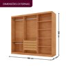 Guarda-roupa Casal 100% Mdf 3 Portas de Correr 4 Gavetas 6 Prateleiras com Espelho Chile - 3