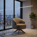 Ver imagem 2 de Poltrona Decorativa Chair Linho Marrom Lumine Premium Giratória Sala Dekorien