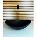 Ver imagem 1 de Kit Cuba Vidro Oval 38cm + Torneira + Valvula Preto Fosco