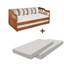 Ver imagem 2 de Cama Solteiro Madeira Maciça com Auxiliar Colchão