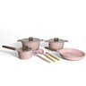 Jogo de Panelas Indução 14 Peças Rosa Cerâmica Antiaderente - 1