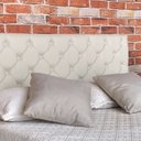 Ver imagem 1 de Kit Cabeceira e Recamier Capitonê Baú Queen Cama Box Bege Rbl