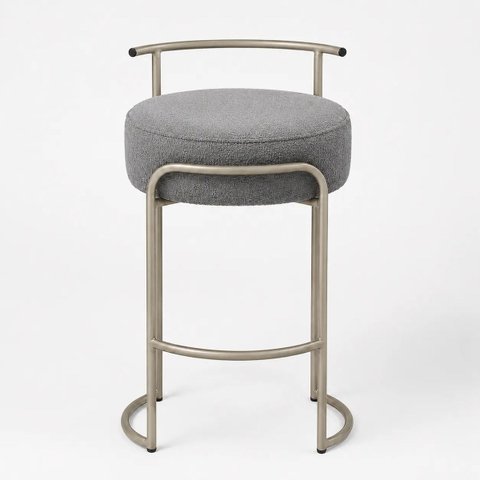 Banqueta Evans 75cm Metal Champagne Boucle