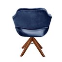 Ver imagem 4 de Poltrona Zara Giratória Base Madeira Veludo Assento D28 Azul 210 Bella Decor