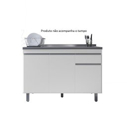 Armário P/ Pia Inox 120cm Branco 3 Portas 1 Gaveta S/ Tampo - 2