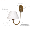 Ver imagem 2 de Arandela de Parede Colonial Retrô Americana Estilo J - Soquete E-27 – Abf Luminárias:dourado