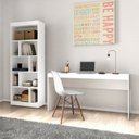 Ver imagem 1 de Conjunto 2 Peças Escrivaninha Reta 150cm Estante Livreiro 4 Prateleiras Branco
