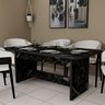 Mesa de Jantar Retangular Tampo Marmorizada Mdf 6 Lugares:preto/már - 1