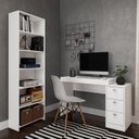 Ver imagem 1 de Conjunto 2 Peças Escrivaninha 3 Gavetas Estante Livreiro 5 Prateleiras Branco