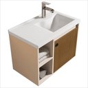 Ver imagem 4 de Conjunto Gabinete com Espelheira e Cuba para Banheiro Éden Perola Ripado