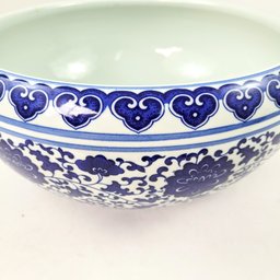 Vaso Azul e Branco 18x40cm Porcelana Decoração Cachepot - 3