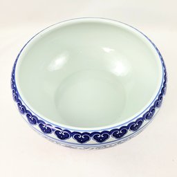 Vaso Azul e Branco 18x40cm Porcelana Decoração Cachepot - 4