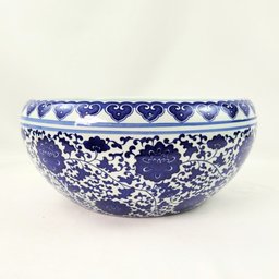 Vaso Azul e Branco 18x40cm Porcelana Decoração Cachepot - 2