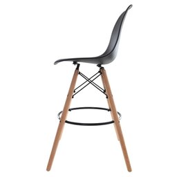 Banqueta Alta Com Encosto Alto Base Madeira Wood Preto - 3