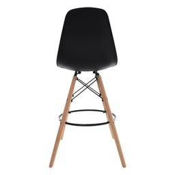 Banqueta Alta Com Encosto Alto Base Madeira Wood Preto - 2