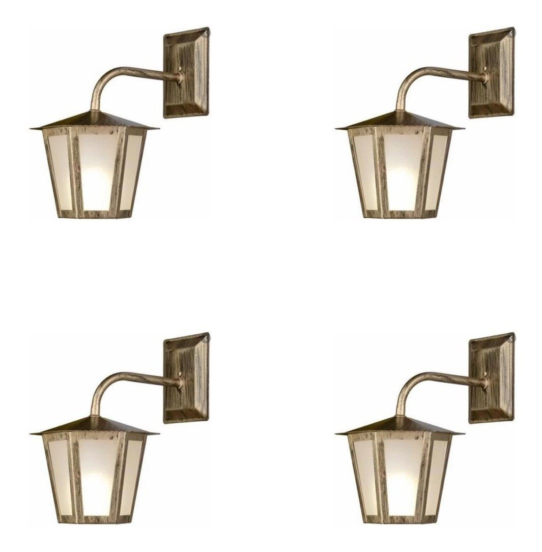 Kit C/ 4 Luminárias Arandela Colonial Sextavada Ouro Velho MadeiraMadeira