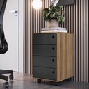 Ver imagem 3 de Gaveteiro para Escritório 4 Gavetas Organizador Multiuso Mdf 61cm com Rodinhas Mel e Grafite Office