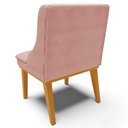 Ver imagem 6 de Kit 3 Cadeiras Decorativas Sala de Jantar Base Fixa de Madeira Firenze Veludo Rose/Castanho G19 - Gr