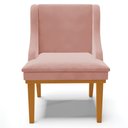 Ver imagem 7 de Kit 3 Cadeiras Decorativas Sala de Jantar Base Fixa de Madeira Firenze Veludo Rose/Castanho G19 - Gr