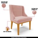 Ver imagem 4 de Kit 3 Cadeiras Decorativas Sala de Jantar Base Fixa de Madeira Firenze Veludo Rose/Castanho G19 - Gr