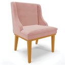 Ver mais imagens de Kit 3 Cadeiras Decorativas Sala de Jantar Base Fixa de Madeira Firenze Veludo Rose/Castanho G19 - Gr