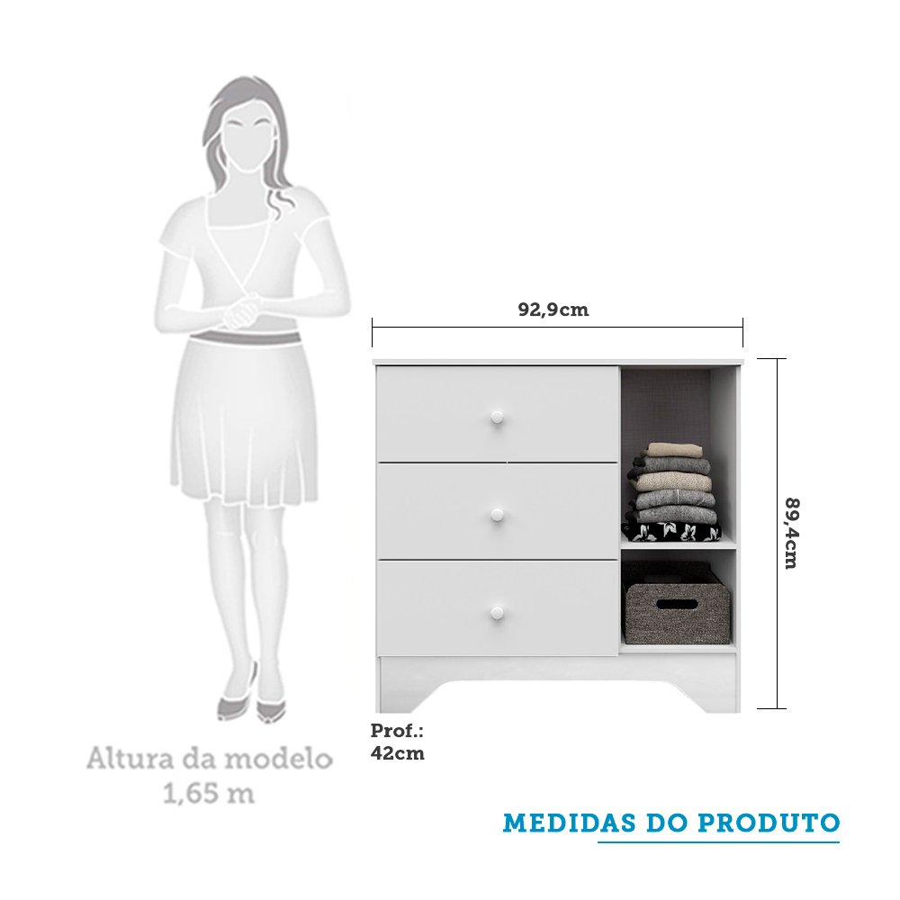 Quarto de Bebê com Cômoda 1 Porta e Berço Americano 3 em 1 Pirueta Espresso Móveis - 3