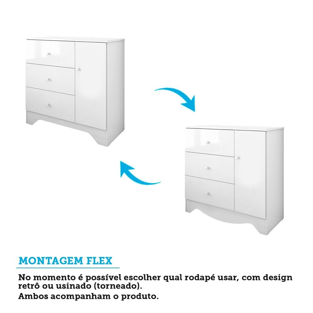 Quarto de Bebê com Cômoda 1 Porta e Berço Americano 3 em 1 Pirueta Espresso Móveis - 5