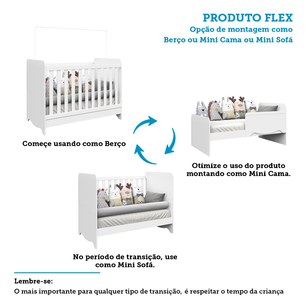 Quarto de Bebê com Cômoda 1 Porta e Berço Americano 3 em 1 Pirueta Espresso Móveis - 6