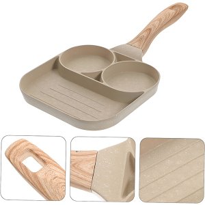 Panela Frigideira Bege Omeleteira Alumínio Antiaderente 3 Partes Hamburguer Bacon sem Usar Óleo Cor: