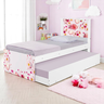 Bicama Solteiro Tema Rosas Adesivada Cama Auxiliar Mdf/mdp - 1