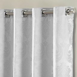 Cortina Turin Jacquard Semiblackout Floral 3,00x2,80m para Sala Quarto Varão 3m Ilhóses - Branco - 2