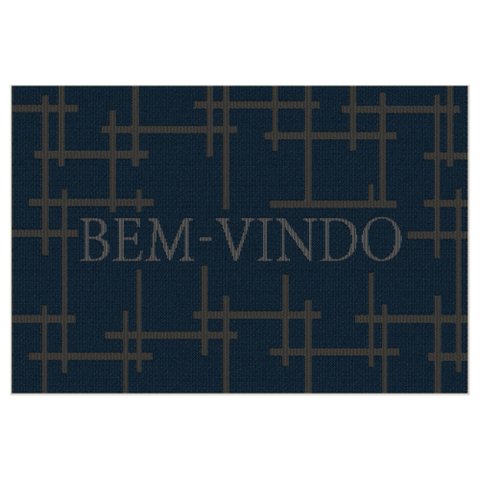 Tapete de Porta "bem-vindo" Domani Cross – 40x60 Cm – Azul com Grafite - J Serrano
