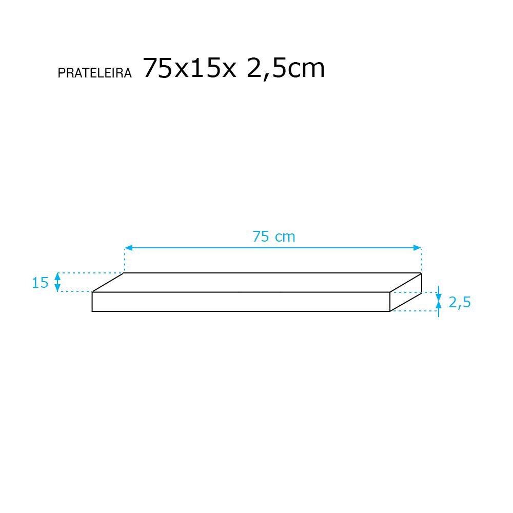 Prateleira 75 X 15cm Branco Espessura 25mm - 3