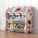 Ver imagem 2 de Estante Caixa Organizador Brinquedos Bau Infantil 3 Prateleiras Porta Treco Multifuncional Bebe Rosa